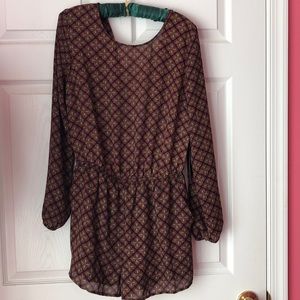 Patterned long sleeved romper